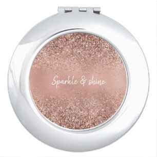 Glam Rose Gold Glitter Compact Mirror