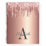 Glam Rose Gold Glitter Drip Monogrammed Notebook Glam Rose Gold Glitter Drip Monogrammed Notebook