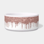 Glam Rose Gold Glitter Drips Chic Pet Dog Bowl<br><div class="desc">This design may be personalized by choosing the customize option to add text or make other changes. If this product has the option to transfer the design to another item, please make sure to adjust the design to fit if needed. Contact me at colorflowcreations@gmail.com if you wish to have this...</div>