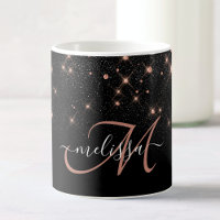 Glam Rose Gold Glitter Elegant Luxury Monogram