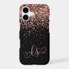 Glam Rose Gold Glitter Elegant Monogram