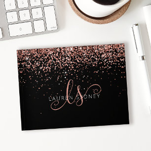 Glam Rose Gold Glitter Elegant Monogram Paperweight