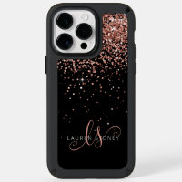 Glam Rose Gold Glitter Elegant Monogram