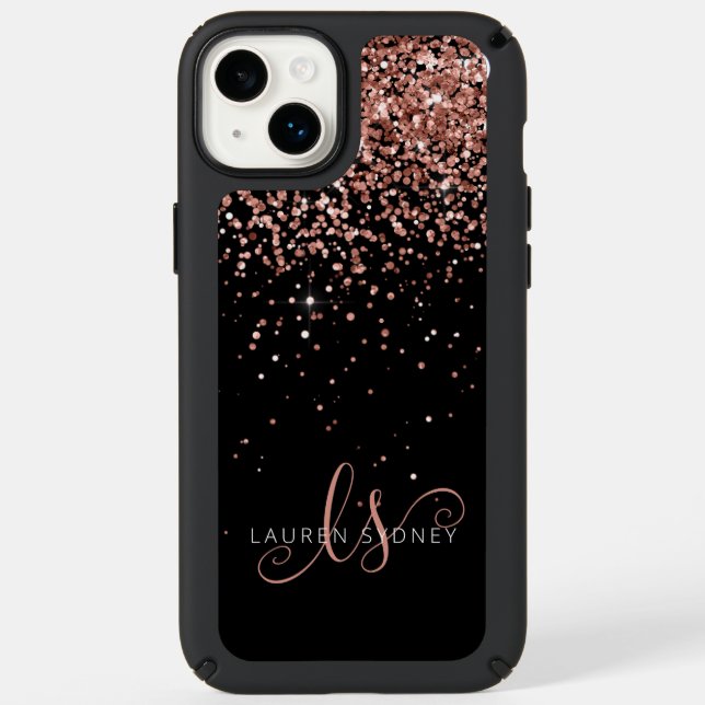 Glam Rose Gold Glitter Elegant Monogram Speck iPhone Case (Front)