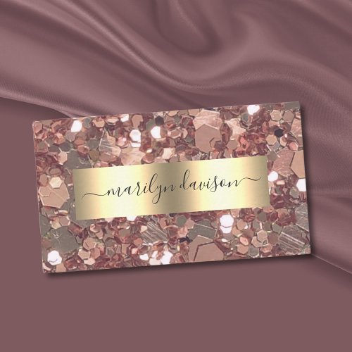 Glam Rose Gold Glitter Foil Business Card