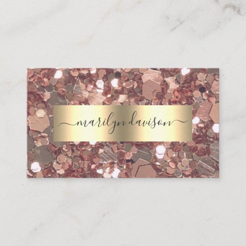 Glam Rose Gold Glitter Foil Design Professional Business Card