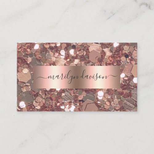 Glam Rose Gold Glitter Foil Design Professional Business Card