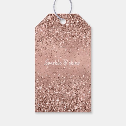 Glam Rose Gold Glitter Gift Tags