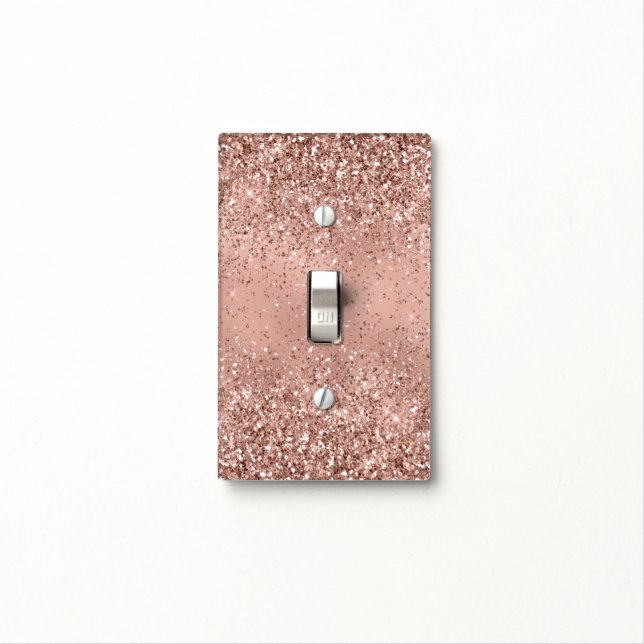 Glam Rose Gold Glitter Light Switch Cover (In Situ)