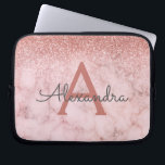 Glam Rose Gold Glitter Marble Sparkle Monogram Laptop Sleeve<br><div class="desc">Glam Rose Gold - Pink  Ombre Faux Glitter and Sparkle Marble Stone Modern and Elegant Monogram Case. This case can be customized to include your initial and first name.</div>