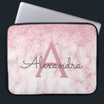Glam Rose Gold Glitter Marble Sparkle Monogram Laptop Sleeve<br><div class="desc">Glam Rose Gold Ombre Faux Glitter and Sparkle Marble Stone Modern and Elegant Monogram Case. This case can be customized to include your initial and first name.</div>