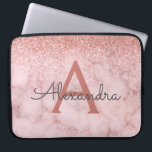 Glam Rose Gold Glitter Marble Sparkle Monogram Laptop Sleeve<br><div class="desc">Glam Rose Gold - Pink  Ombre Faux Glitter and Sparkle Marble Stone Modern and Elegant Monogram Case. This case can be customized to include your initial and first name.</div>