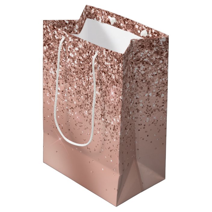 rose gold glitter bag