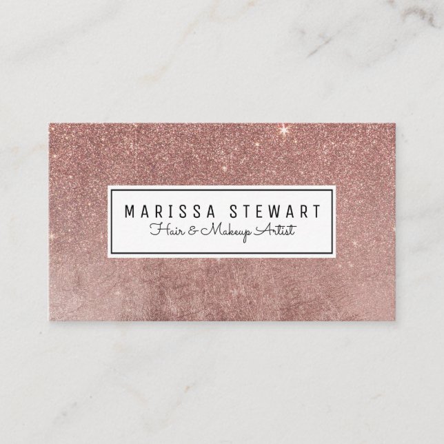 Glam Rose Gold Glitter Mesh Appointment Card (Front)