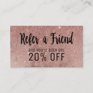 Glam Rose Gold Glitter Mesh Referral Card