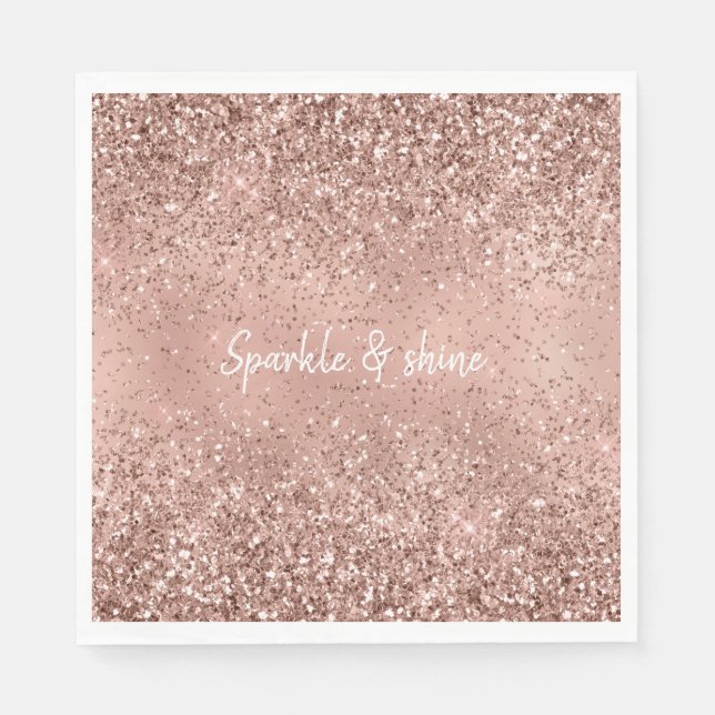 Glam Rose Gold Glitter Napkins (Front)