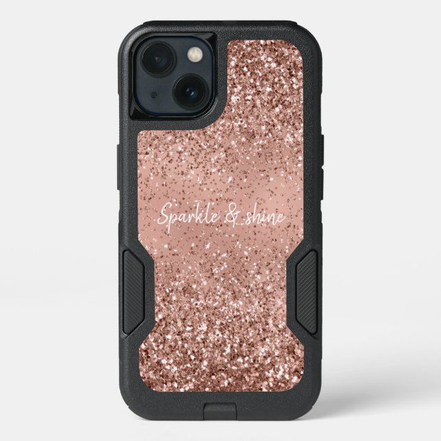 Glam Rose Gold Glitter Otterbox iPhone Case (Back)
