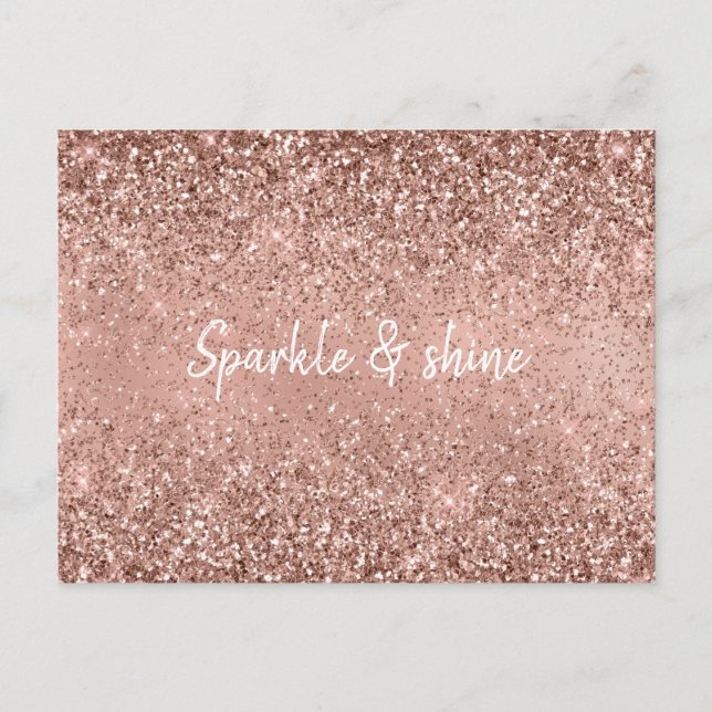 Glam Rose Gold Glitter Postcard (Front)