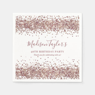 Glam Rose Gold Glitter Sparkle Confetti Birthday Napkins