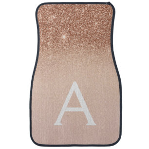 Glam Rose Gold Glitter Sparkle Monogram Car Floor Car Floor Mat