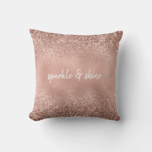 Glam Rose Gold Glitter Throw Pillow