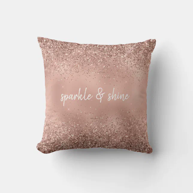 Glam Rose Gold Glitter Throw Pillow Zazzle