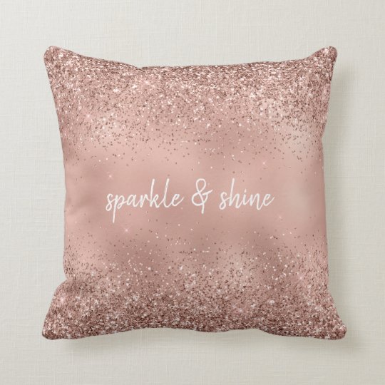 Glam Rose Gold Glitter Throw Pillow