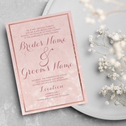 Glam rose gold glitter watercolor ombre Wedding Invitation