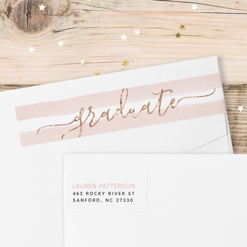 Glam Rose Gold Graduation Return Address Labels