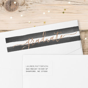 Glam Rose Gold Graduation Return Address Labels