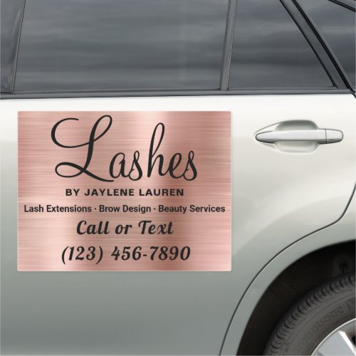 Glam Rose Gold Lashes Beauty Services Car Magnet