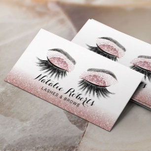 Glam Rose Gold Lashes Makeup Artist Eyelash Salon Business Card
