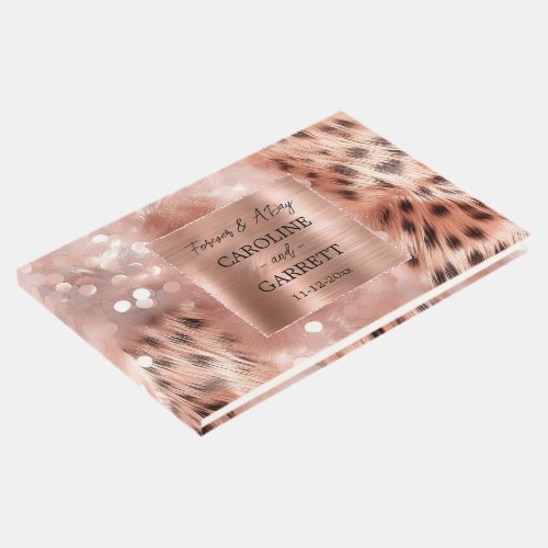 Glam Rose Gold Leopard Wedding Guest Book