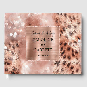 Glam Rose Gold Leopard Wedding Guest Book