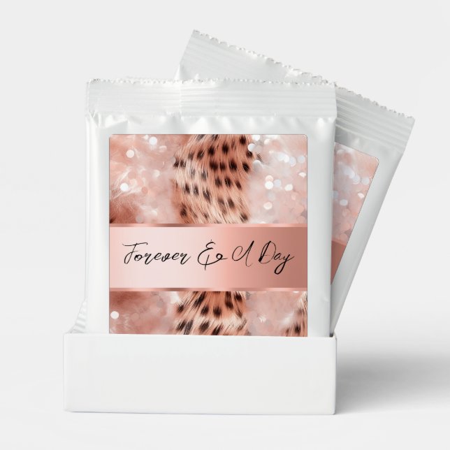 Glam Rose Gold Leopard Wedding Hot Chocolate Drink Mix (Pair)