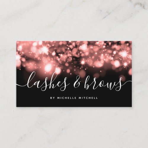 Glam Rose Gold Lights Lashes  Brows  Business Card