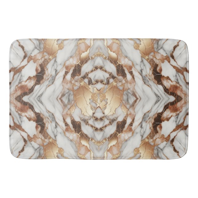 Glam Rose Gold Luxurious Trendy Marble  Bath Mat (Front)