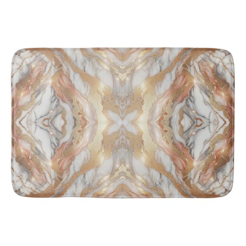 Glam Rose Gold Luxurious Trendy Marble Butterfly Bath Mat