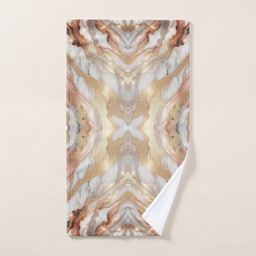 Glam Rose Gold Luxurious Trendy Marble Butterfly Bath Towel Set