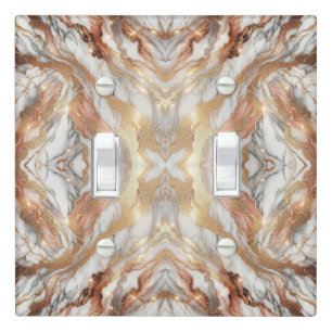 Glam Rose Gold Luxurious Trendy Marble Butterfly Light Switch Cover