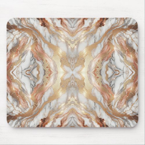 Glam Rose Gold Luxurious Trendy Marble Butterfly Mouse Pad