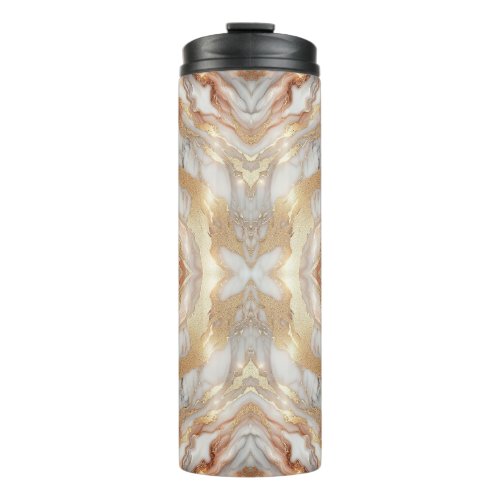 Glam Rose Gold Luxurious Trendy Marble Butterfly Thermal Tumbler