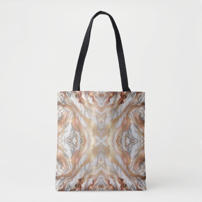 Glam Rose Gold Luxurious Trendy Marble Butterfly Tote Bag (Front)