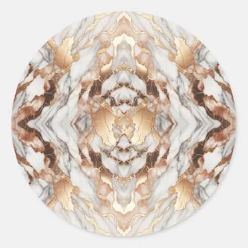 Glam Rose Gold Luxurious Trendy Marble  Classic Round Sticker