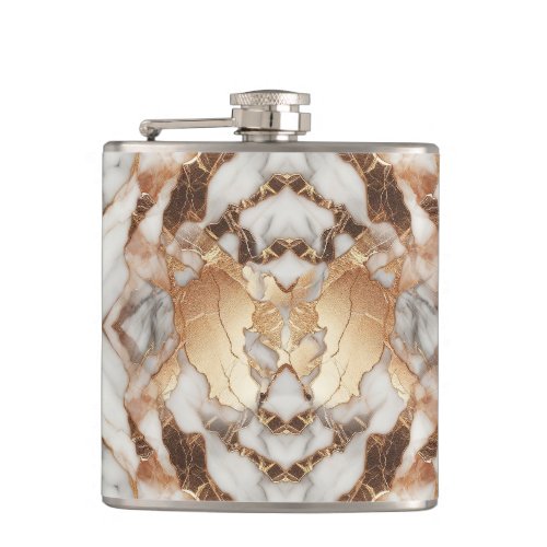 Glam Rose Gold Luxurious Trendy Marble  Flask