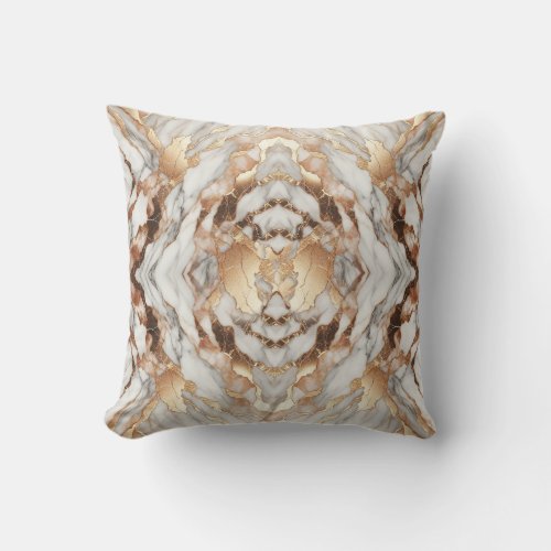 Glam Rose Gold Luxurious Trendy Marble  Throw Pillow