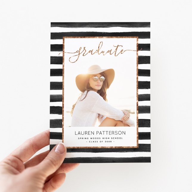 Glam Rose Gold Magnetic Graduation Announcement (Creator Uploaded)
