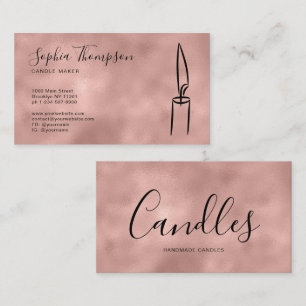Glam Rose Gold Metallic Foil Handmade Candle Maker Business Card
