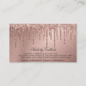 Glam Rose Gold Metallic Glitter Drips Nail Polish Business Card (Back)