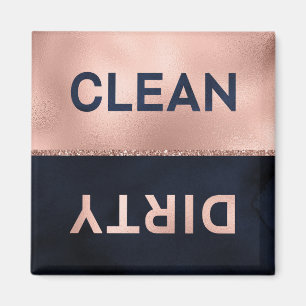 Glam Rose Gold Navy Clean Dirty Dishwasher Magnet
